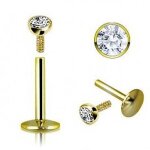 Bijou piercing labret cristal or anodis� tige 8mm