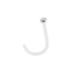Bijou piercing nez flexible blanc bioflex strass multicolore votrepiercing - 1. 0 mm