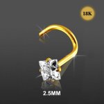 Bijou piercing nez - or jaune 18 carats - zircon cubique 2. 5 mm - 20g - mixte - adulte