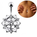Bijou piercing de nombril - fleur - acier chirurgical - zirconium blanc - taille 10mm - mixte