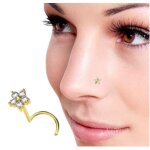 Bijou piercing nez or 14 carats jaune massif fleur zircon cubique cz - 20g 6 mm - douceur florale et ...