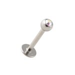 Bijou piercing tragus - labret avec boule pierre strass multicolore votrepiercing - 1. 2 x 10 x 3 mm Bijou piercing tragus - labret avec boule pierre strass multicolore votrepiercing - 1. 2 x 10 x 3 mm