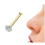 Piercing pingle de nez - bijou pierre prcieuse - or 14 carats - diamant vritable 1. 4mm - femme - ...