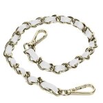 Bijou de tlphone chane tresse argent simili cuir blanc 40cm