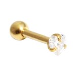 Bijou tragus - h�lix piercing acier 316l anodisation or pierre strass coeur blanc votrepiercing - 1. ...