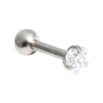 Bijou tragus - hlix piercing acier 316l mtallis pierre strass coeur blanc votrepiercing - 1. 2 x 6 ...