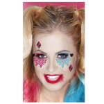 Bijoux adhsifs visage harley quinn rouge bordeaux