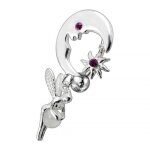 Bijoux argent 925 piercing de nombril invers� f�e avec lune - cristal violet serti.