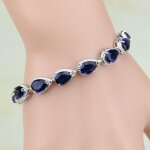 Bijoux en argent 925 saphir bleu topaze blanche cha�ne et bracelets � maillons pour femmes - argent�