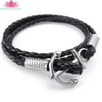 Bijoux bracelet homme - tress� anchor ancre manchette - cuir - alliage - fantaisie - pour homme et femme ...