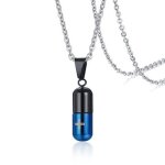 Bijoux collier hommes - pendentif bouteille de parfum en acier inoxydable pendentif laser bleu noir c05b5 ...
