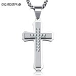 Bijoux collier homme - plaqu - acier inoxydable - pendentif croix en strass - or - pendentif avec chane ...