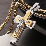 Bijoux hommes byzantin or argent acier inoxydable christ j�sus croix pendentif collier cha�ne 22 - 28 ...