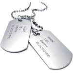 Bijoux pendentif collier homme - chane 68 cm - plaque militaire nom prnom - dog tag - style militaire ...