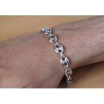 Bracelet homme grain de caf en argent massif 925 - bijouxia