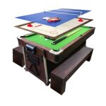 Billard 7ft vert + hockey de table + table de tennis + plan covertour + bancs