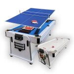 Billard americain blanc 7ft bleu + hockey de table + table de tennis + plan covertour