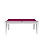 Billard convertible table 8 personnes - de faugres - colorado - blanc laqu - tapis prune