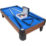 Billard de table compact avec accessoires - kit billard de bureau ou salle de jeu marron et tapis bleu ...