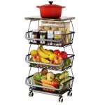 Billot de cuisine multifonctionnel avec roues - homewell - noir - 41 * 30. 5 * 72. 5cm