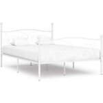 Bingo cadre de lit double strucuture de lit adulte 2 places avec sommier � lattes blanc m�tal 140 x 200 ...