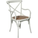 Biscottini - chaise thonet avec accoudoirs en fr�ne massif finition noyer et assise en paille de vienne ...