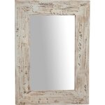 Biscottini - miroir mural rectangulaire en bois massif de tilleul finition cr�me l 50 x pr3 x h70 cm