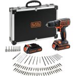 Black + decker perceuse visseuse sans fil 18 v li - ion avec chargeur bdcdc18bafc - qw avec 80 accessoires ...