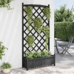 Black fridayjardini�re sur�lev�e avec bac � planter et treillis - noir bois massif de sapin 6723872