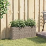 Black fridayjardini�re sur�lev�e - jardini�re avec 2 pots gris 90x20x40cm r�sine tress�e 5582752