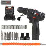 Blackpine - perceuse visseuse tournevis sans fil 2 x 12v 1500mah batteries lithium + 24 accessoires + ...