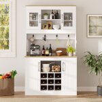 Bladez - buffet de cuisine 106 x 39 x 175 cm portes vitr�es rangement bouteilles barre � crochets grand ...