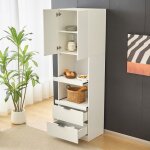Bladez - buffet de cuisine 200cm portes tiroirs �tag�re micro - ondes anti - bascule meuble multifonction ...
