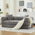 Bladez - canap� convertible 3 places avec 2 coussins matelas mousse � ressorts futon pour salon bureau ...