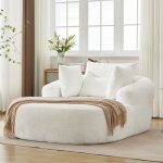 Bladez - m�ridienne oversize en cord canap� de relaxation avec coussins pour slaon - blanc
