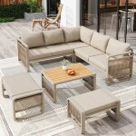 Bladez - salon de jardin dangle 6 - 7 places - 2 canap�s 1 canap� dangle 2 poufs et 1 table basse - en ...