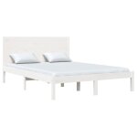 Blanc 140 x 190 cm - lit bois - stables et durable - cadre de lit - matelas non inclus - blanc 140x190 ...