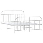 Blanc 140 x 190 cm - lit m�tal - cadre de lit m�tal - matelas non inclus - et pied de lit blanc 140x190 ...