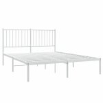 Blanc 140 x 190 cm - lit m�tal - cadre de lit m�tal - matelas non inclus - et t�te de lit blanc 140x190 ...