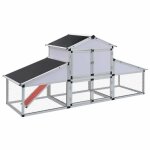 Blanc poulailler cage pour petits animaux pour ext�rieur avec rampes et nichoir aluminium a181