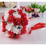 Blanc rouge - bouquet de marie fleur de maintien de la marie fleurs en mousse de rose pour demoisellehon ...