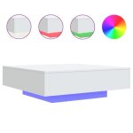 Table basse laque blanc avec lumires led 100x100x31 cm - design contemporain