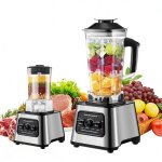 Blender 2l + 0. 5l - mixeur 2 en 1 - avec 4 lames en acier inoxydable - 9 vitesses - 6000w - 2700rpm ...
