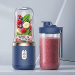 Blender portable petit verre � jus 400 ml rechargeable 6 lames en acier inoxydable en pc bleu