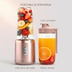 Blender portable petit verre � jus 400 ml rechargeable 6 lames en acier inoxydable en pc rose