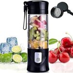 Blender usb mini portable mixeur des fruits - little ants - 6 lames en acier inoxydable - noir