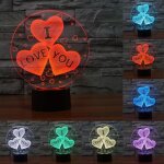 Bleosan lampe 3d led coeur chouchou lampe a poser sur table 3d led sept couleurs lampe chambre de nuit ...