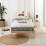 Parure de lit enfant caradou jungle vert clair en coton 4 pices: couchage tout - en - un avec couette ...