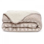 Couette sherpa polaire imprimée très chaude 240x260cm chalet - effet mouton - bleu calin Couette sherpa polaire imprimée très chaude 240x260cm chalet - effet mouton - bleu calin