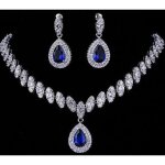 Bleu - ensemble de collier en argent simul pour femme 5 couleurs bijoux de mariage parure cadeau de ...